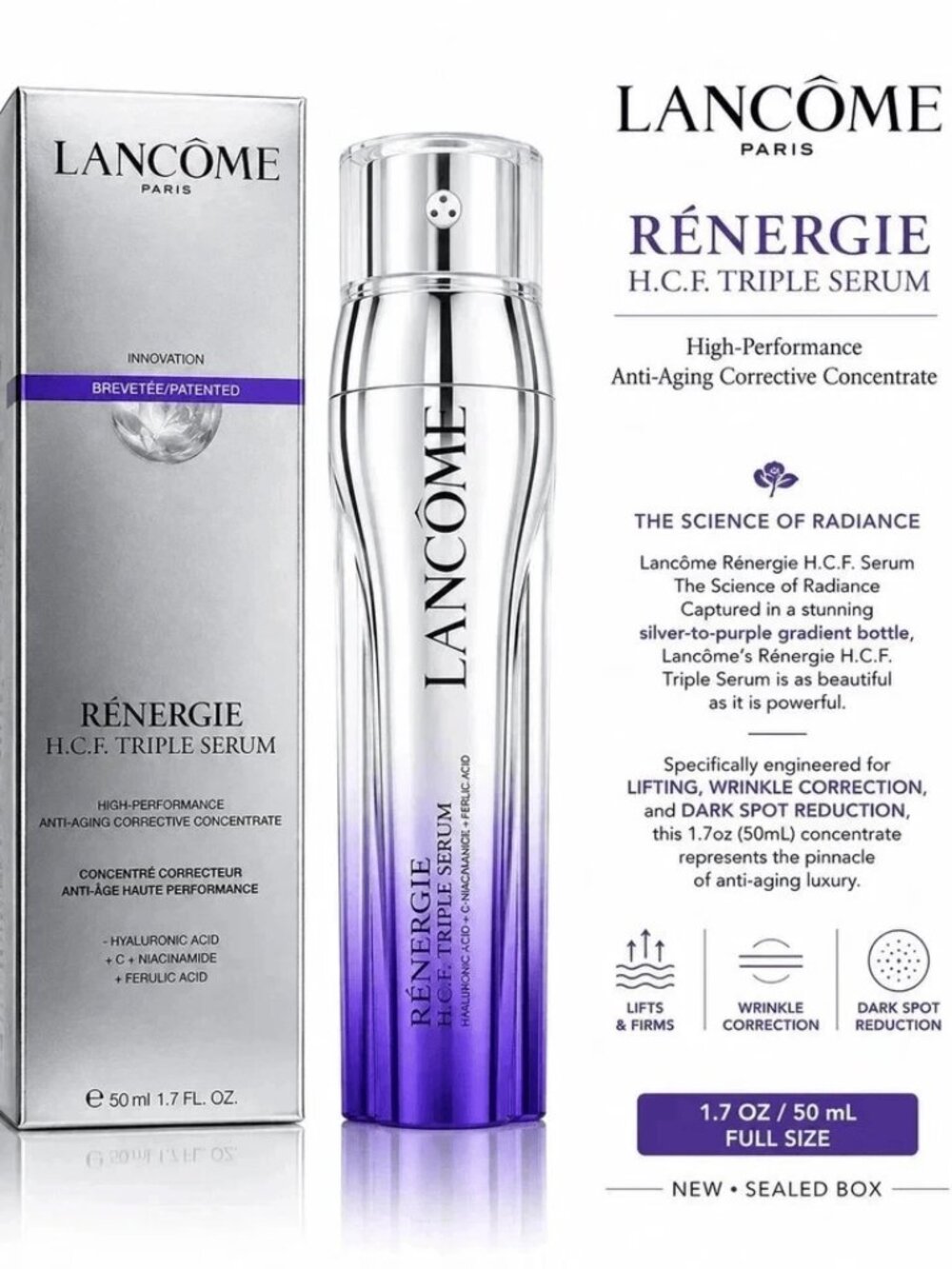 Lancome Renergie HCF Triple Serum 50ml 1.69oz Full Size New Sealed Box